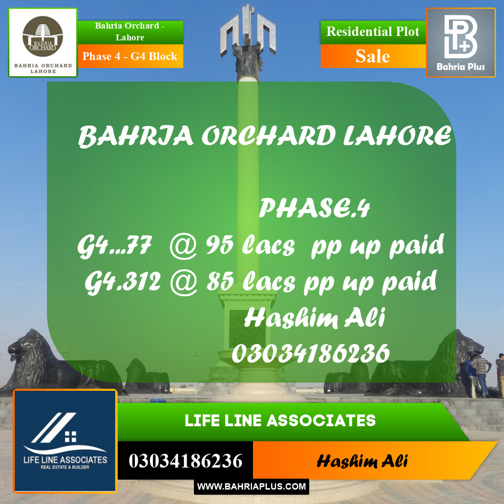 Residential Plot for Sale in Phase 4 - G4 Block -  Bahria Orchard, Lahore - (BP-185869)