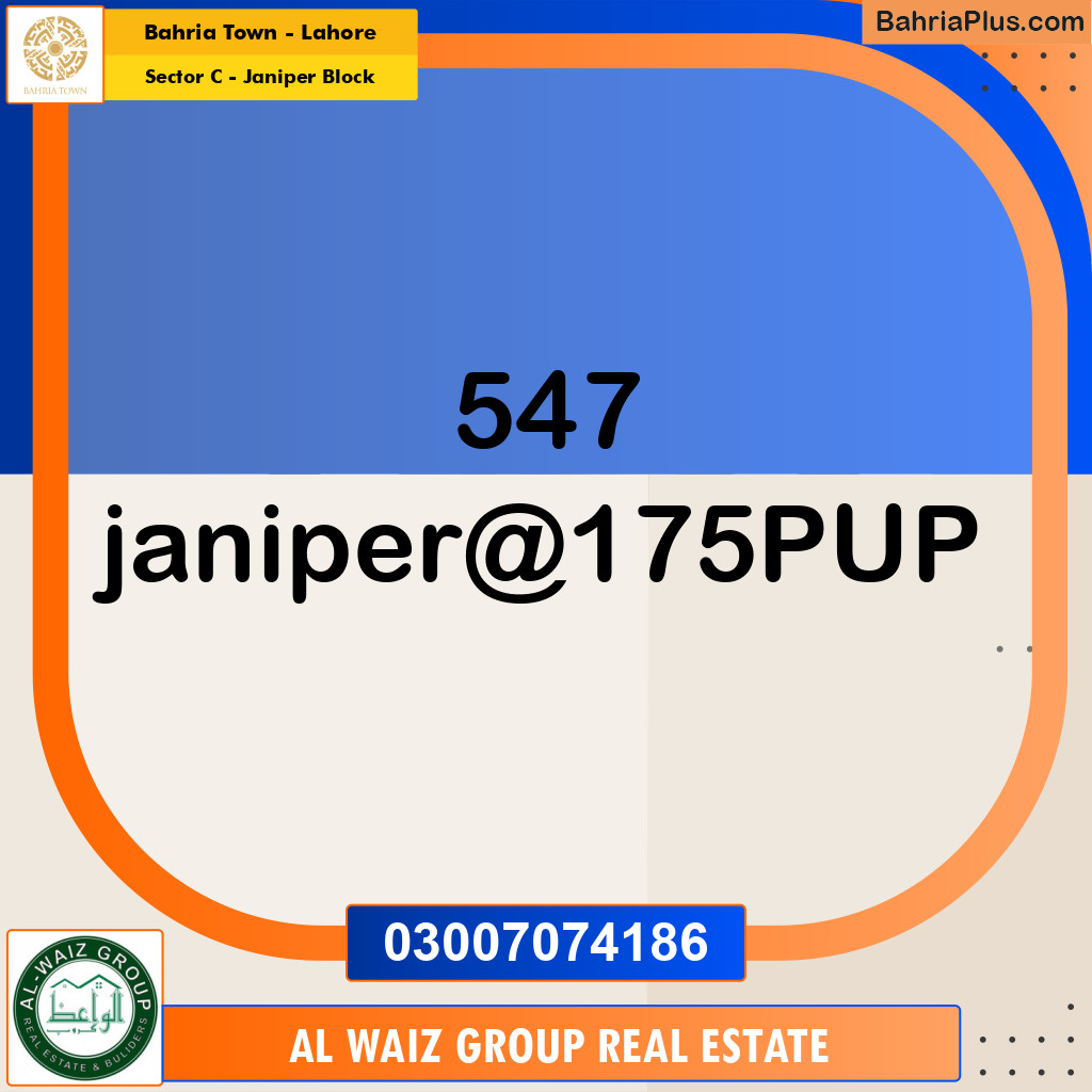 Residential Plot for Sale in Sector C - Janiper Block -  Bahria Town, Lahore - (BP-185894)