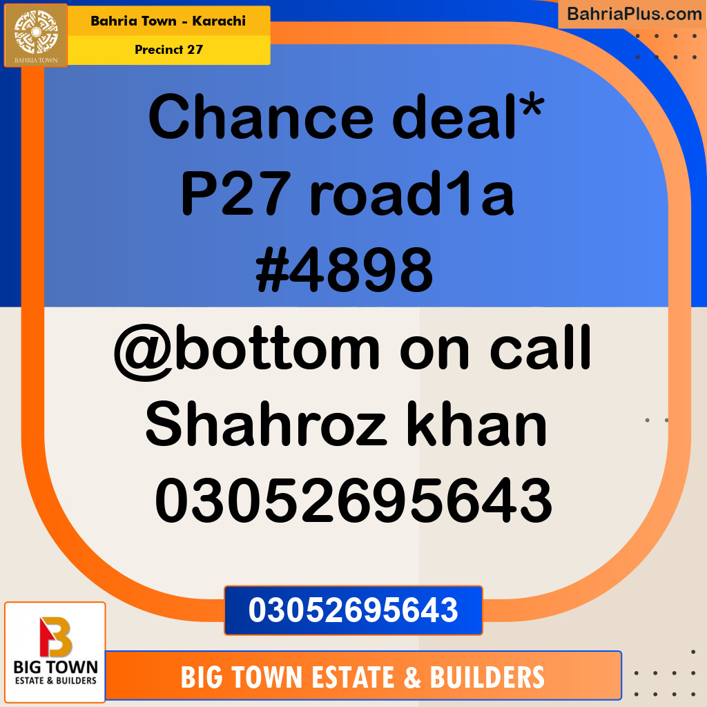 Residential Plot for Sale in Precinct 27 - Bahria Town, Karachi - (BP-185898)