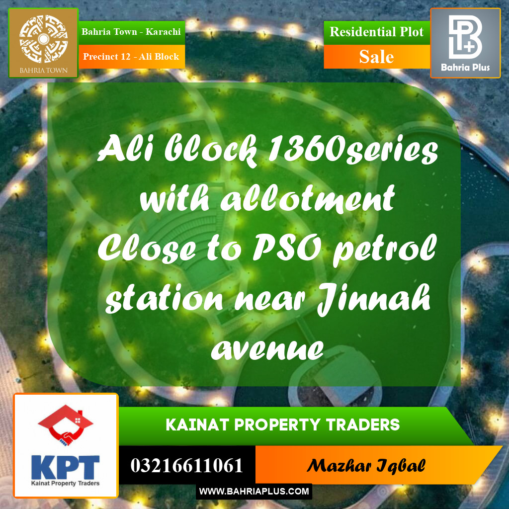 Residential Plot for Sale in Precinct 12 - Ali Block - Bahria Town, Karachi - (BP-185920)