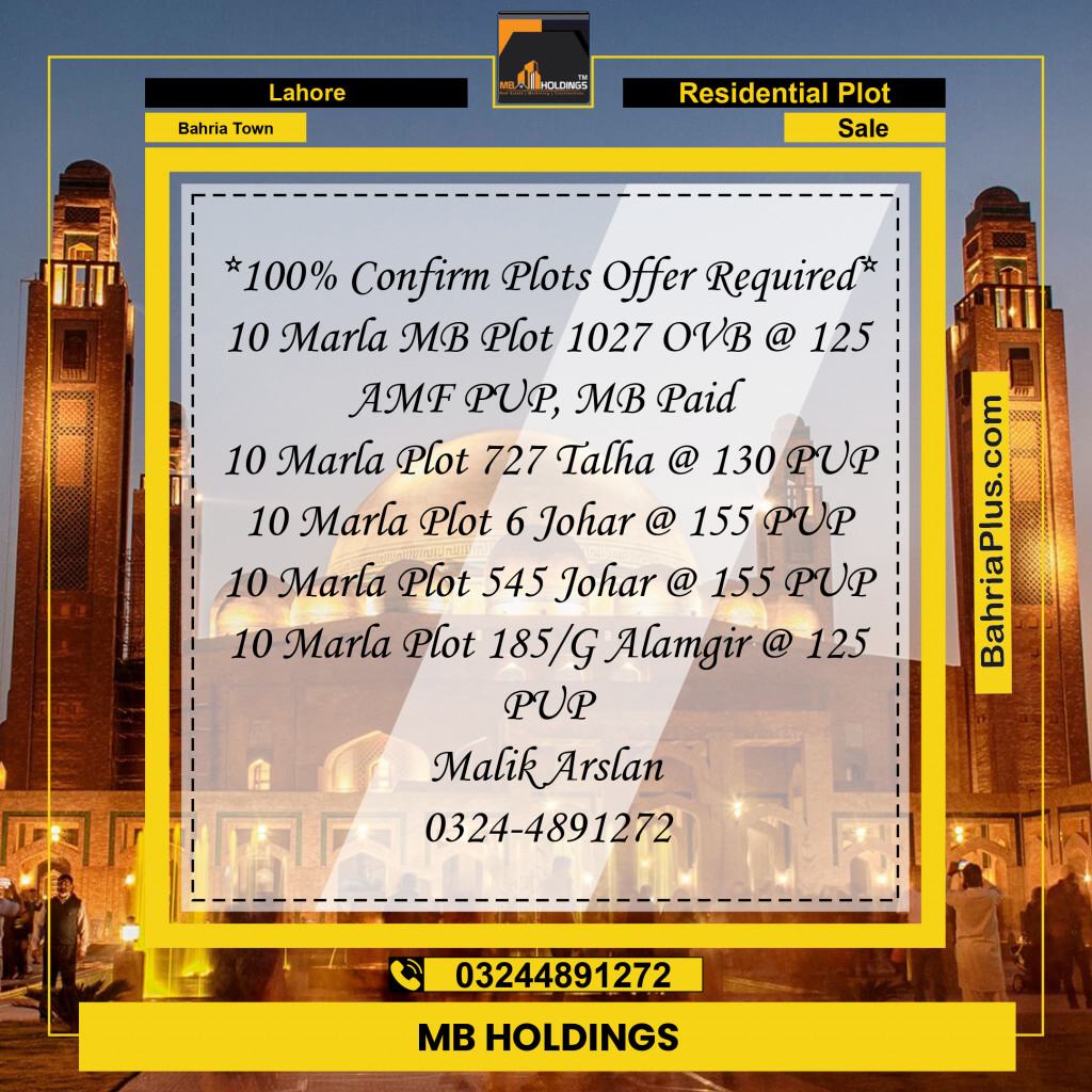 Residential Plot for Sale in Bahria Town, Lahore - (BP-185941)