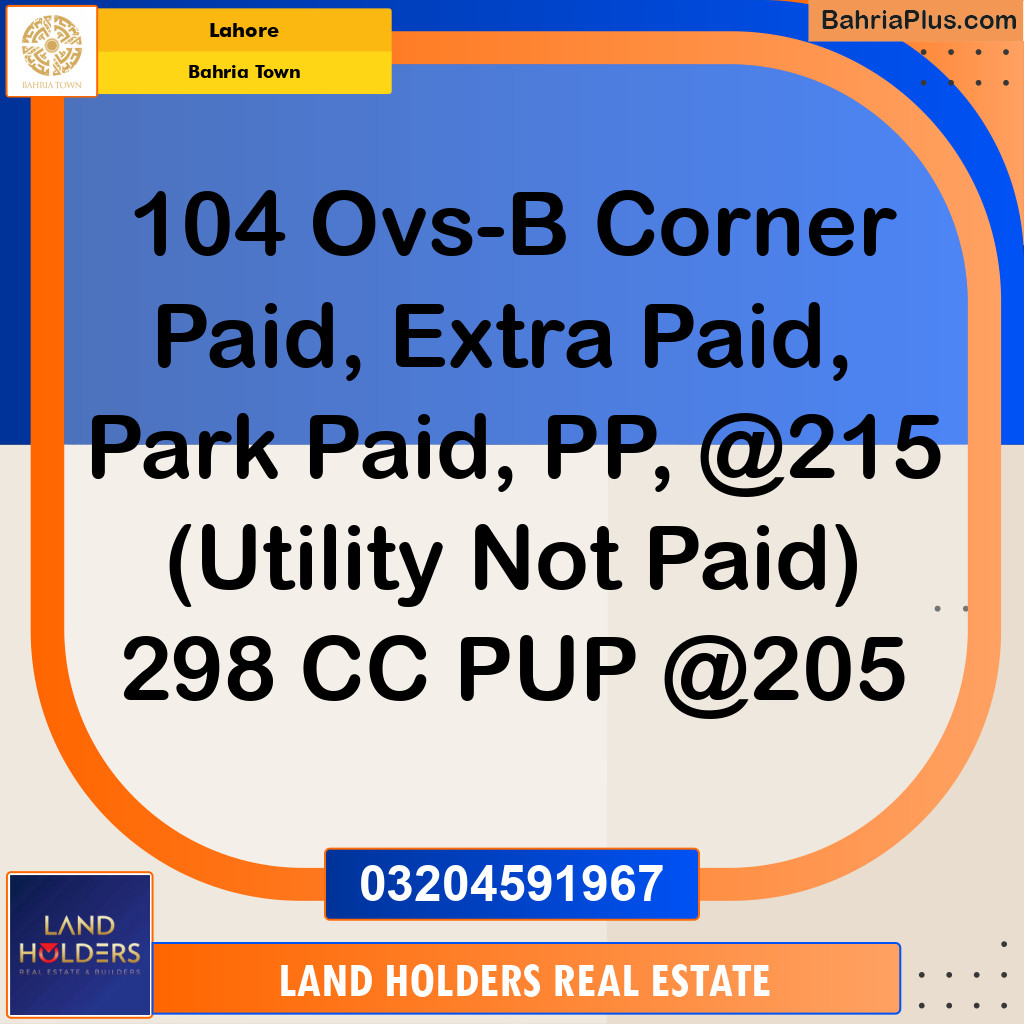 Residential Plot for Sale in Bahria Town, Lahore - (BP-185969)