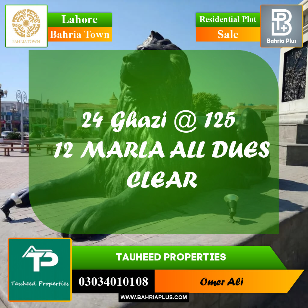 Residential Plot for Sale in Bahria Town, Lahore - (BP-185971)
