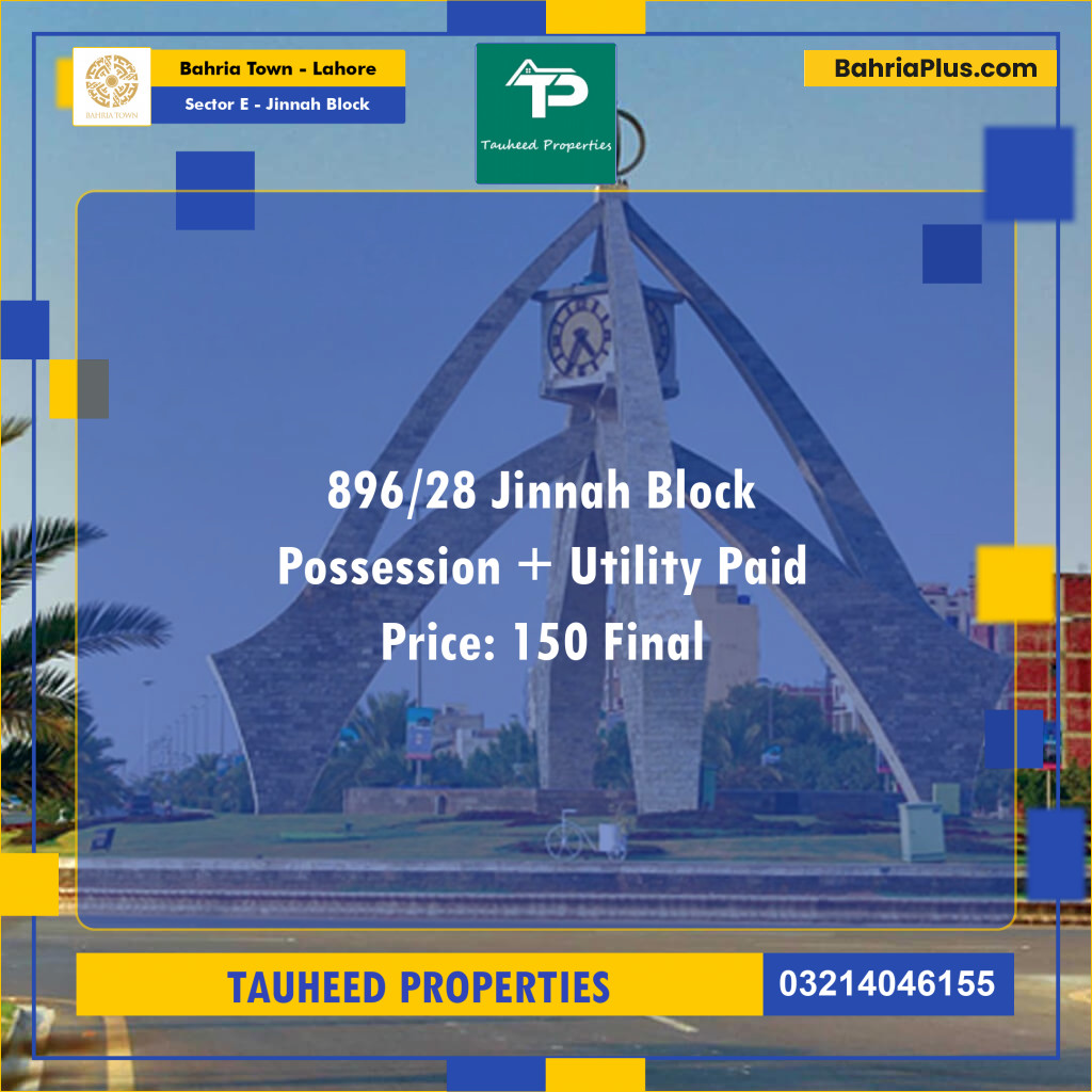 Residential Plot for Sale in Sector E - Jinnah Block -  Bahria Town, Lahore - (BP-185972)