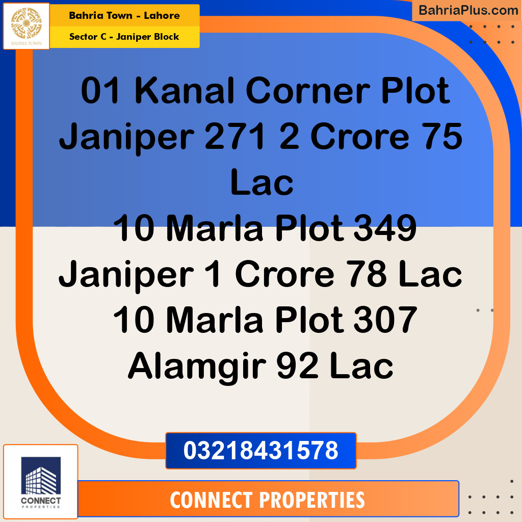 Residential Plot for Sale in Sector C - Janiper Block -  Bahria Town, Lahore - (BP-186009)