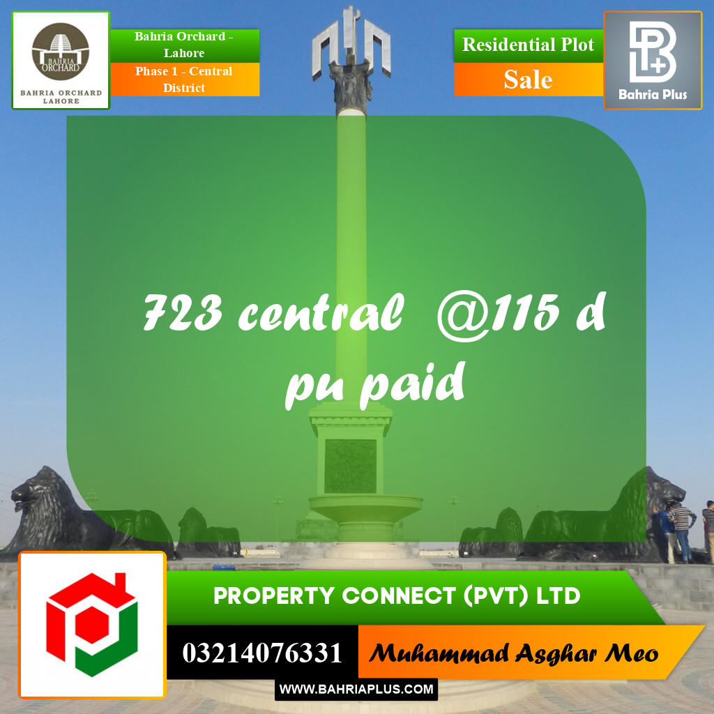 Residential Plot for Sale in Phase 1 - Central District - Bahria Orchard, Lahore - (BP-186047)