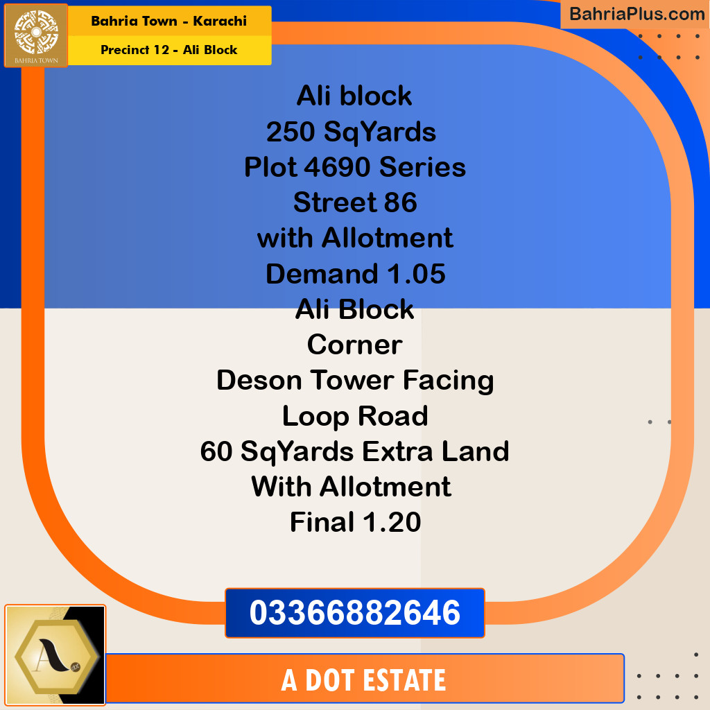 Residential Plot for Sale in Precinct 12 - Ali Block - Bahria Town, Karachi - (BP-186087)