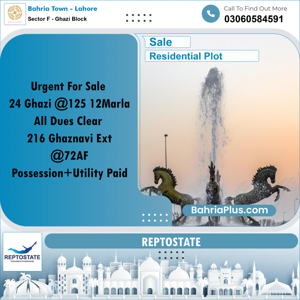 Residential Plot for Sale in Sector F - Ghazi Block - Bahria Town, Lahore - (BP-186096)