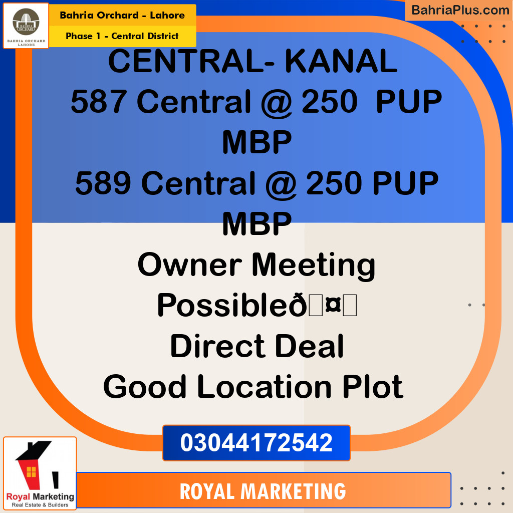 Residential Plot for Sale in Phase 1 - Central District - Bahria Orchard, Lahore - (BP-186123)