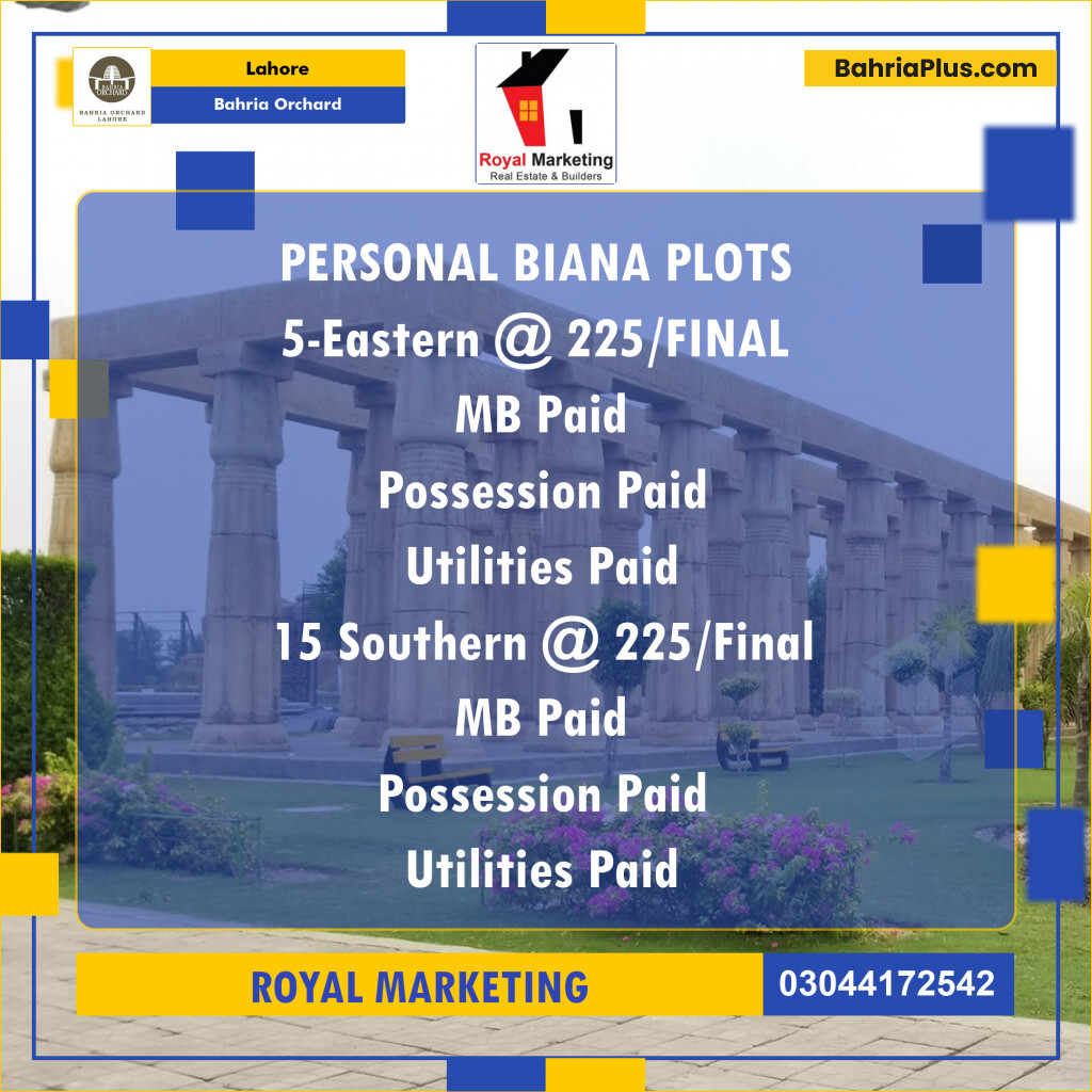 Residential Plot for Sale in Bahria Orchard, Lahore - (BP-186124)