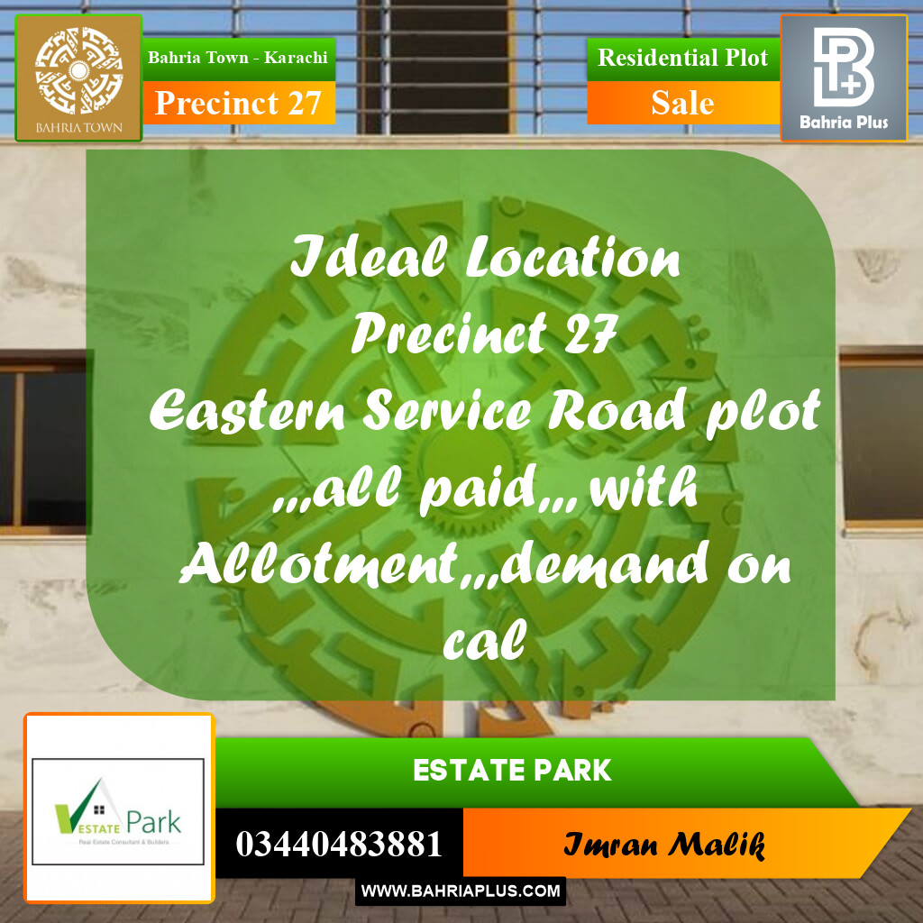Residential Plot for Sale in Precinct 27 -  Bahria Town, Karachi - (BP-186143)
