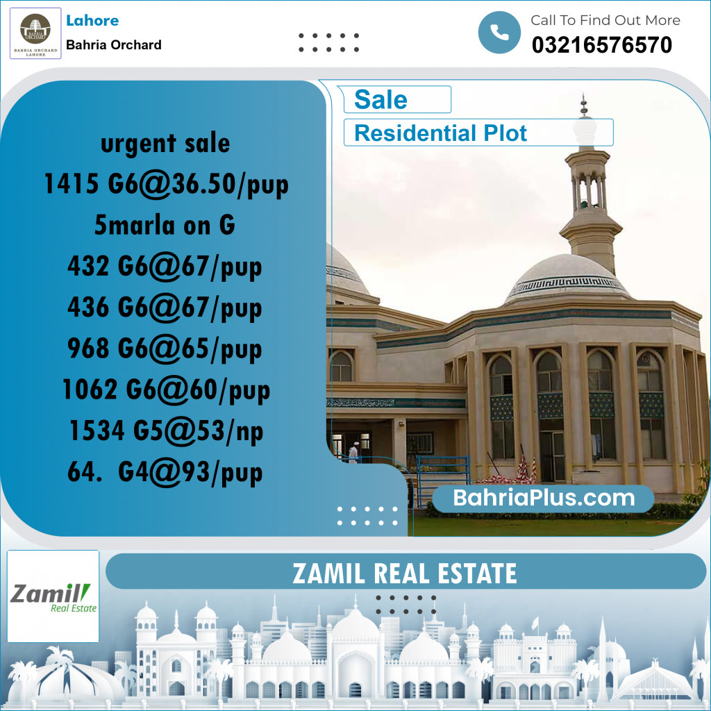 Residential Plot for Sale in Bahria Orchard, Lahore - (BP-186202)