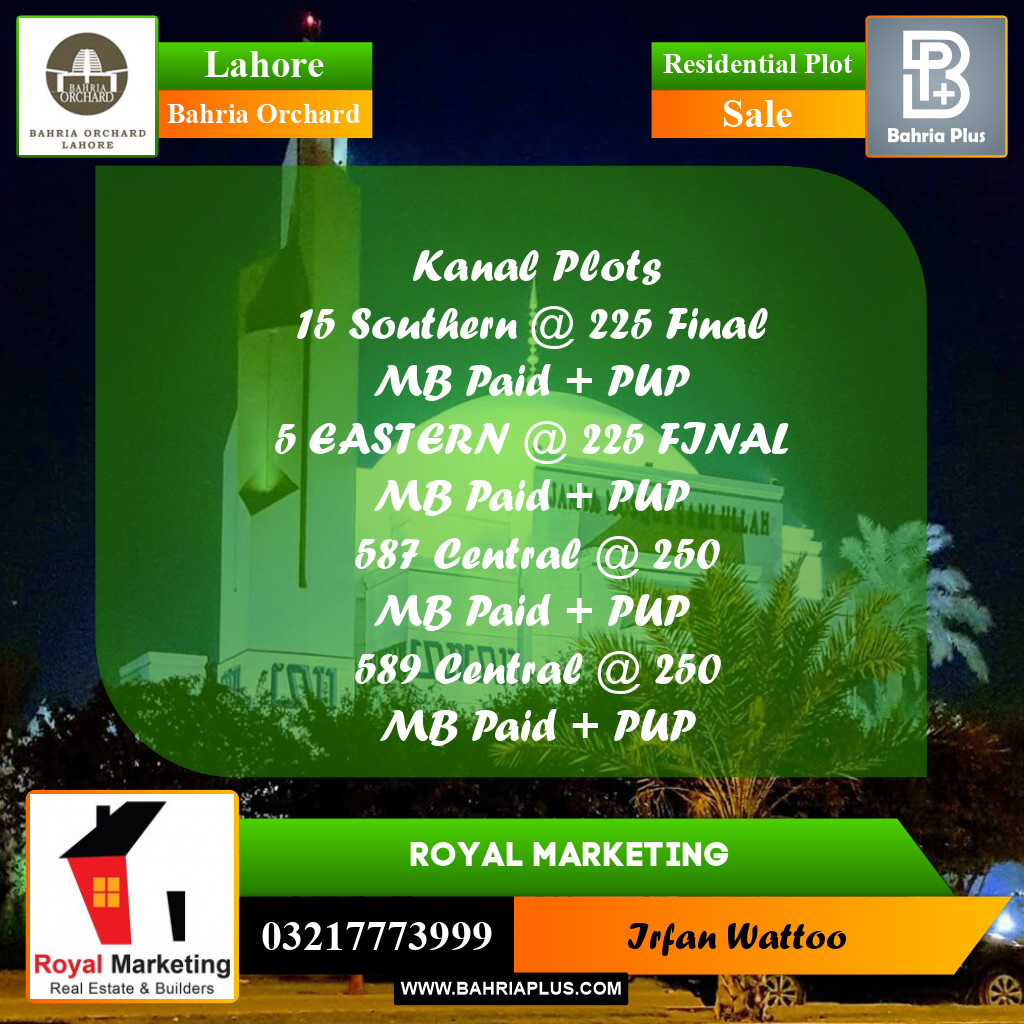 Residential Plot for Sale in Bahria Orchard, Lahore - (BP-186228)