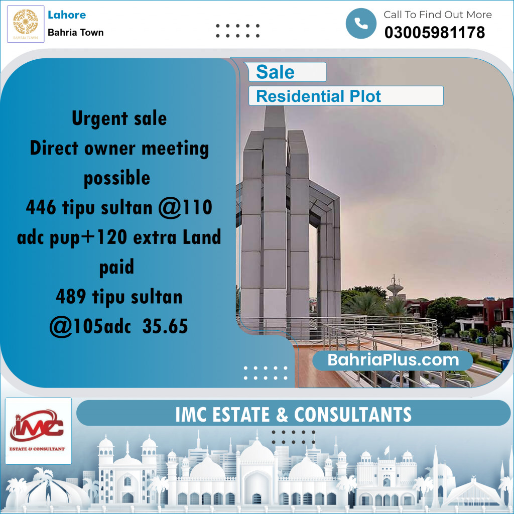 Residential Plot for Sale in Bahria Town, Lahore - (BP-186264)