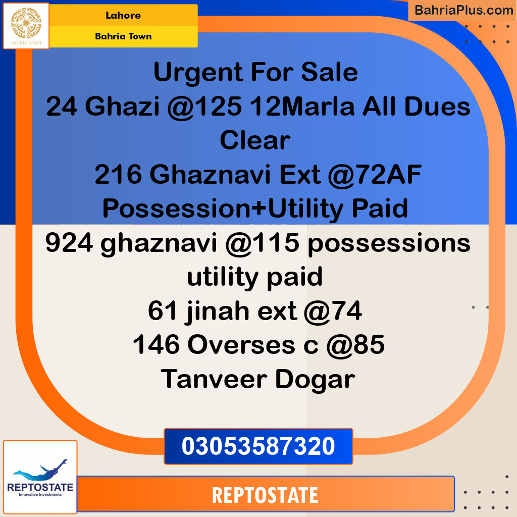 Residential Plot for Sale in Bahria Town, Lahore - (BP-186273)