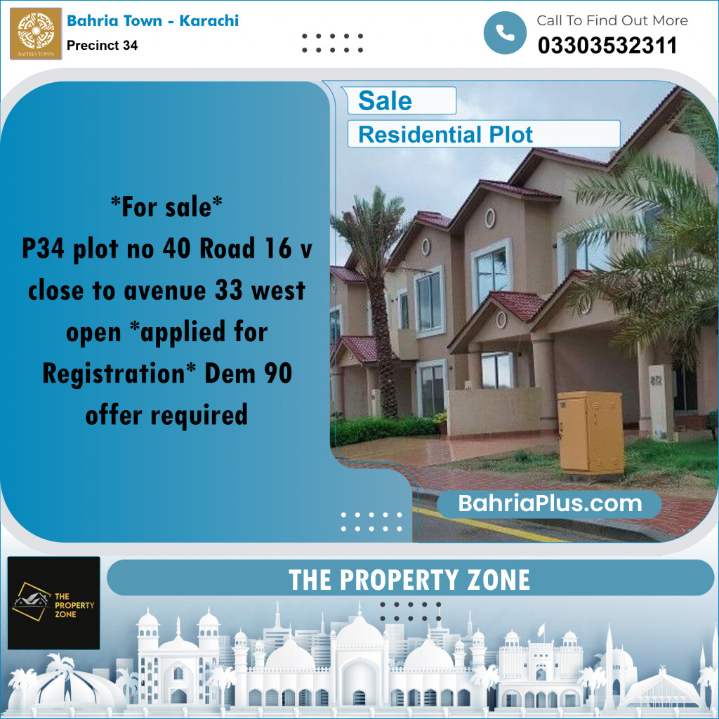 250 Sq. Yards Residential Plot for Sale in Precinct 34 -  Bahria Town, Karachi - (BP-186278)