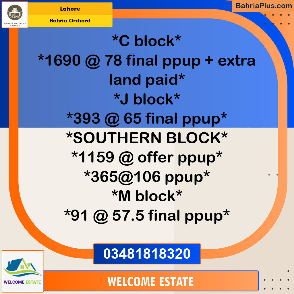 Residential Plot for Sale in Bahria Orchard, Lahore - (BP-186281)