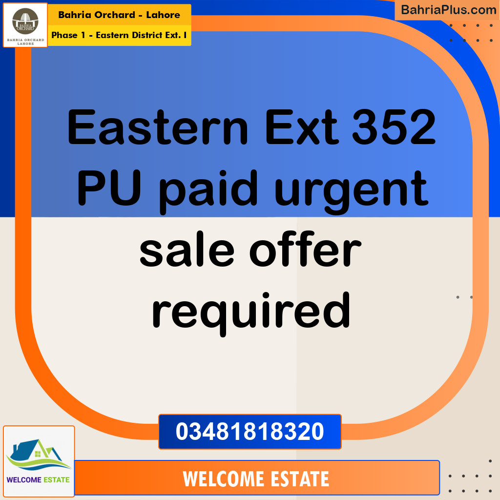 Residential Plot for Sale in Phase 1 - Eastern District Ext. I - Bahria Orchard, Lahore - (BP-186283)