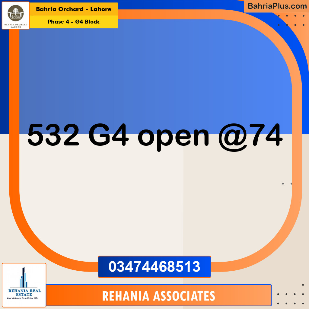 Residential Plot for Sale in Phase 4 - G4 Block - Bahria Orchard, Lahore - (BP-186286)