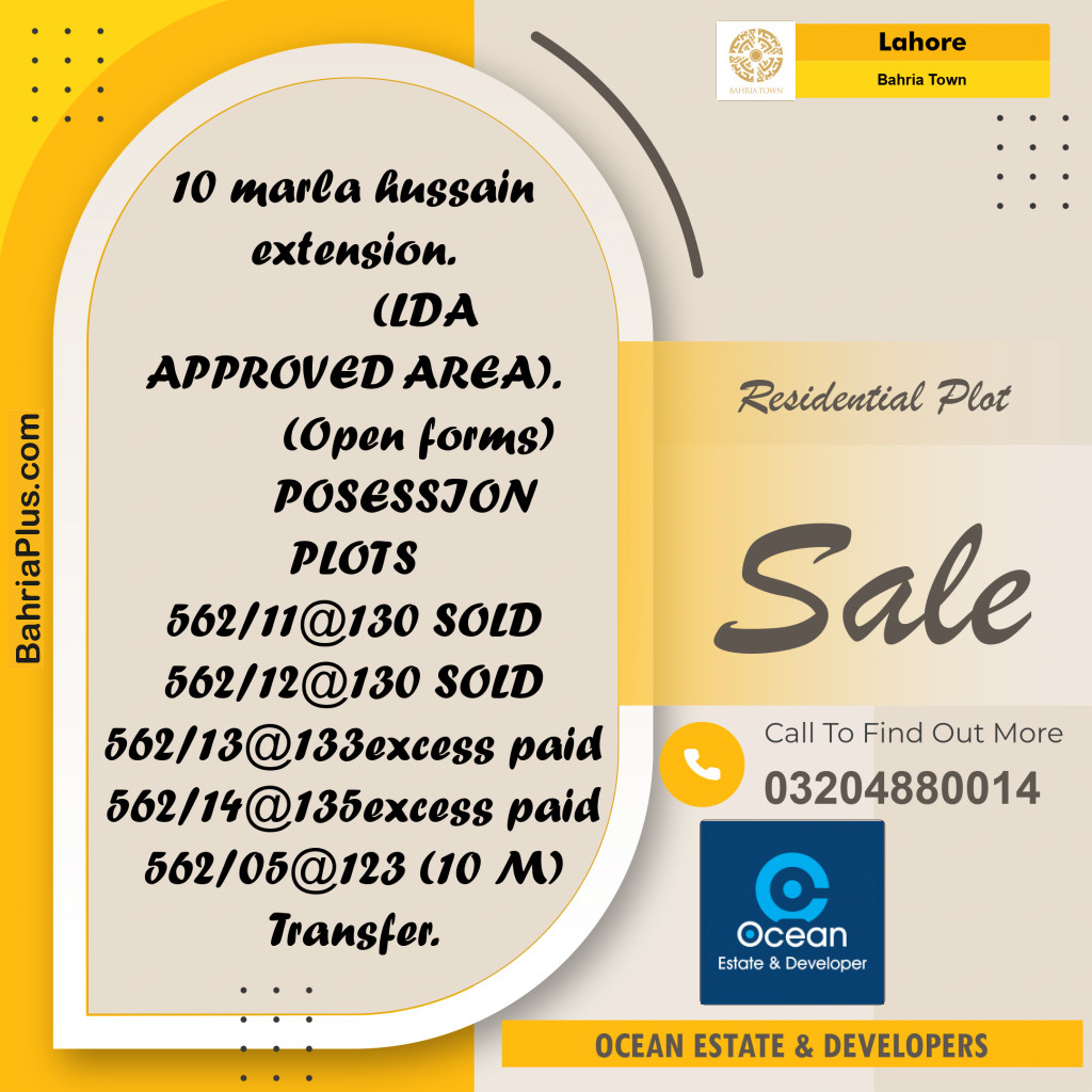 Residential Plot for Sale in Bahria Town, Lahore - (BP-186319)