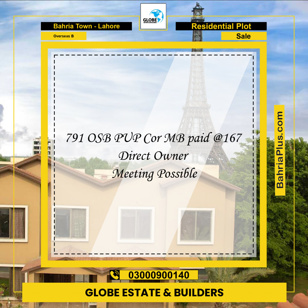 Residential Plot for Sale in Overseas B -  Bahria Town, Lahore - (BP-186359)
