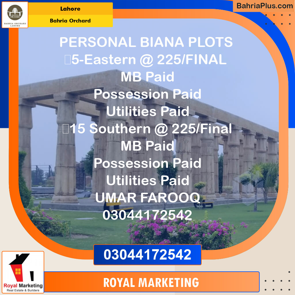 Residential Plot for Sale in Bahria Orchard, Lahore - (BP-186367)