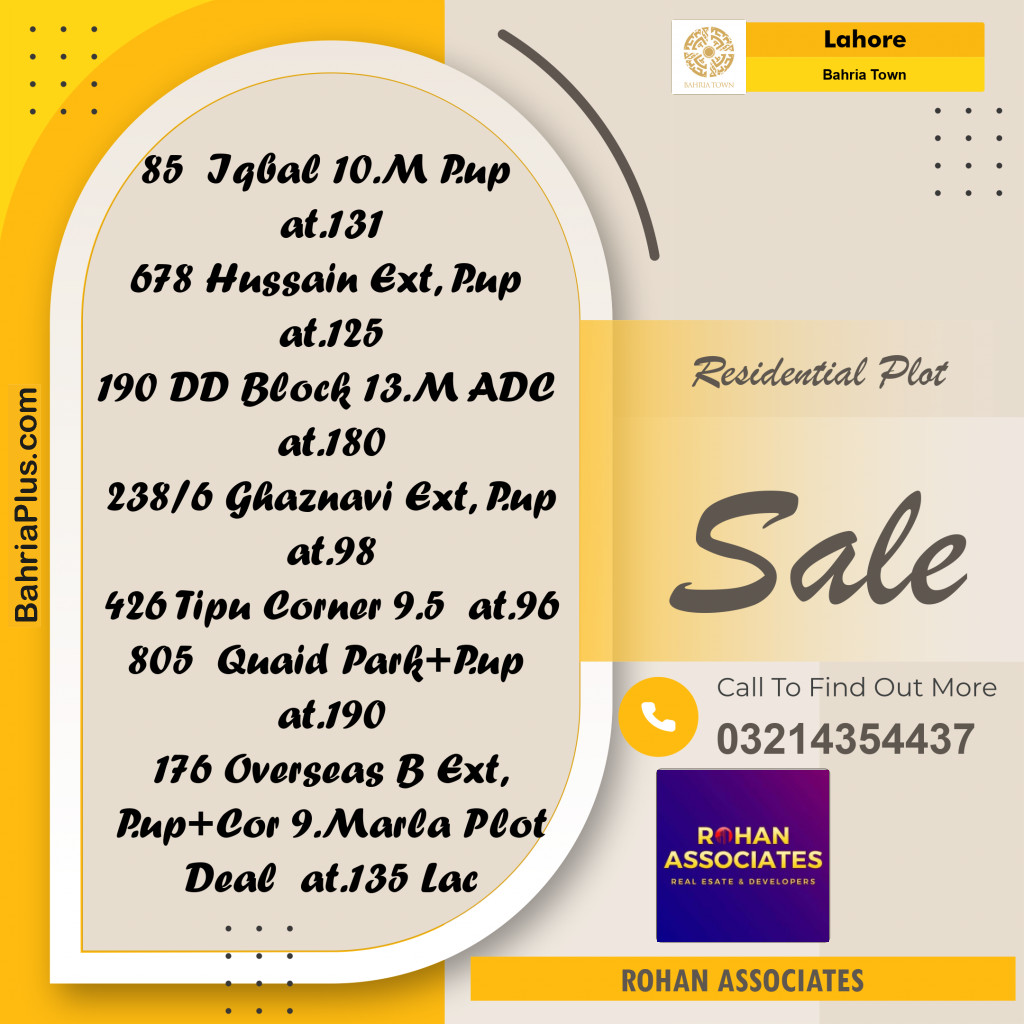 Residential Plot for Sale in Bahria Town, Lahore - (BP-186391)