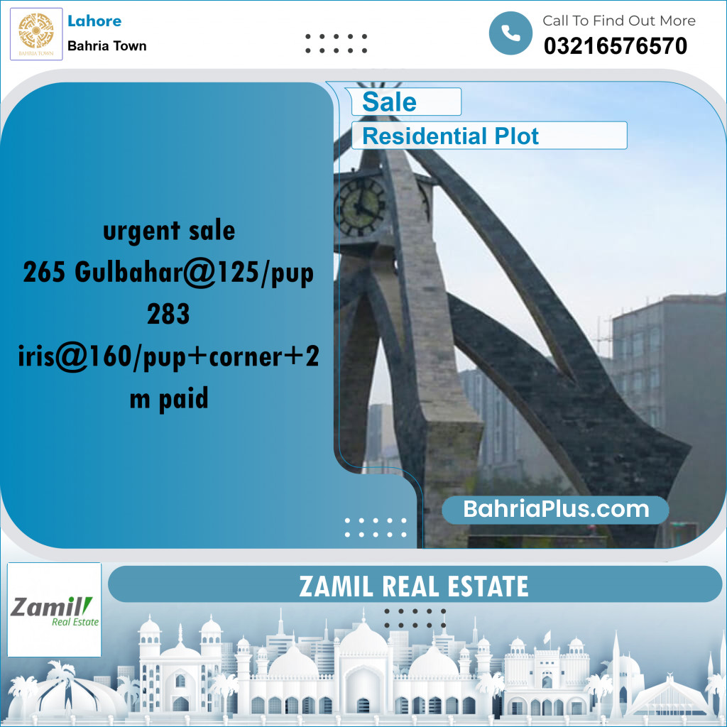 Residential Plot for Sale in Bahria Town, Lahore - (BP-186428)