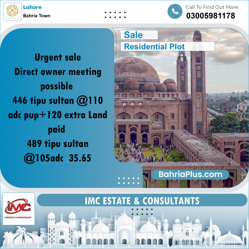 Residential Plot for Sale in Bahria Town, Lahore - (BP-186435)