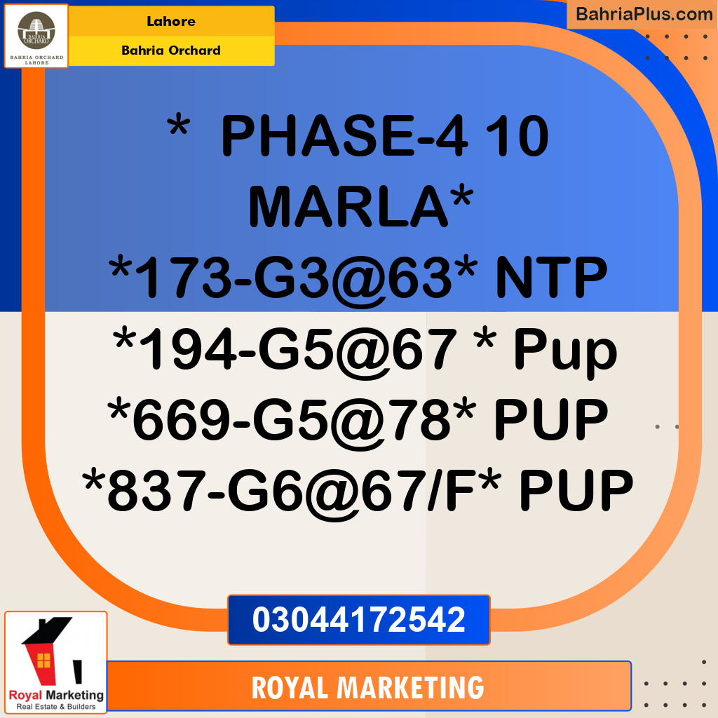 Residential Plot for Sale in Bahria Orchard, Lahore - (BP-186451)