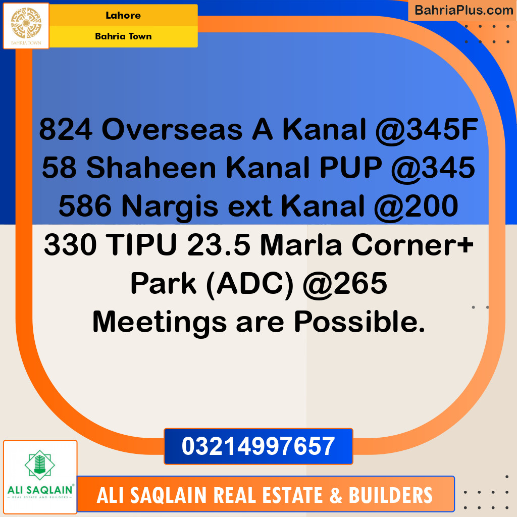 Residential Plot for Sale in Bahria Town, Lahore - (BP-186462)