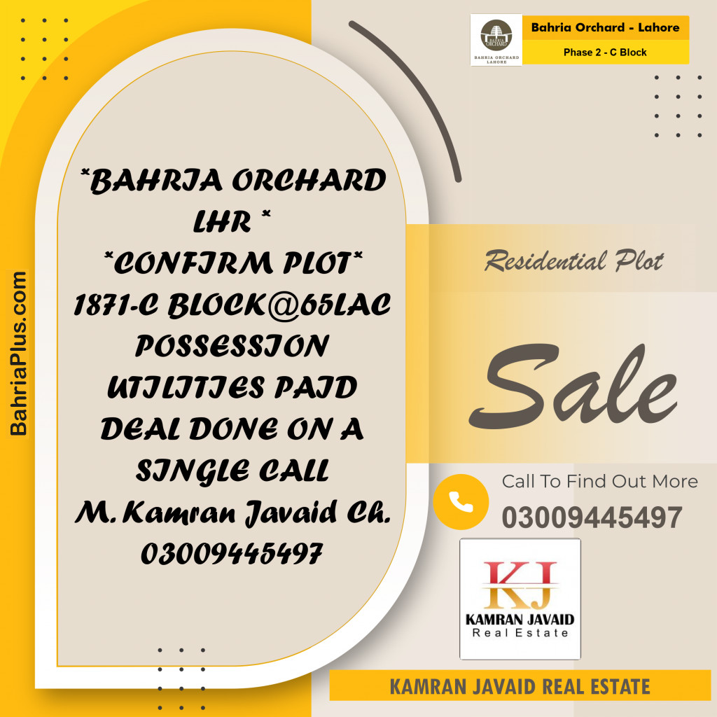 Residential Plot for Sale in Phase 2 - C Block -  Bahria Orchard, Lahore - (BP-186480)