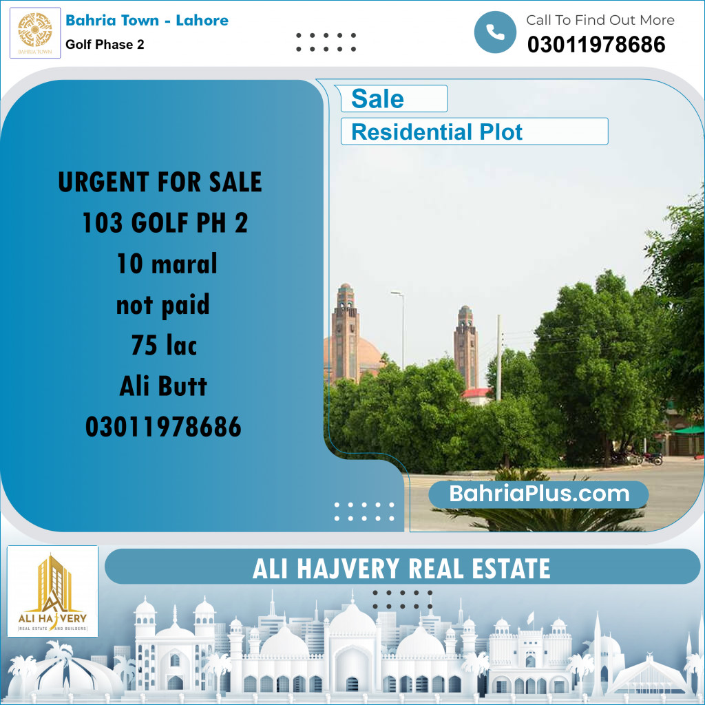 Residential Plot for Sale in Golf Phase 2 -  Bahria Town, Lahore - (BP-186516)