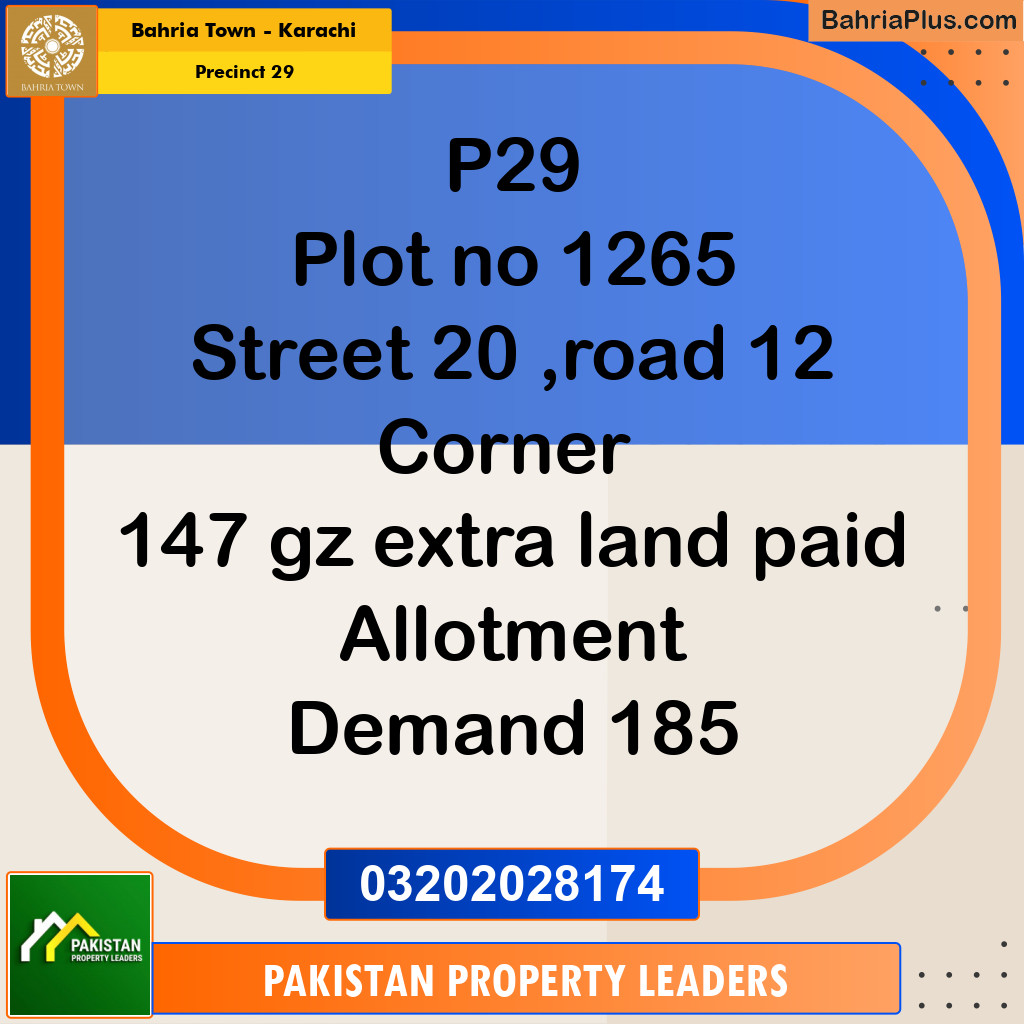 500 Sq. Yards Residential Plot for Sale in Precinct 29 -  Bahria Town, Karachi - (BP-186530)