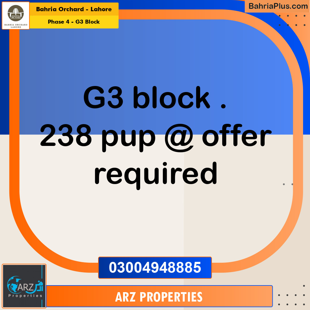 Residential Plot for Sale in Phase 4 - G3 Block - Bahria Orchard, Lahore - (BP-186581)