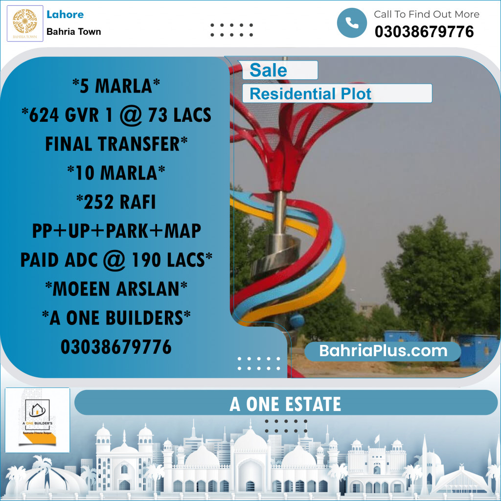 Residential Plot for Sale in Bahria Town, Lahore - (BP-186612)
