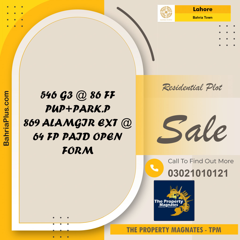Residential Plot for Sale in Bahria Town, Lahore - (BP-186642)