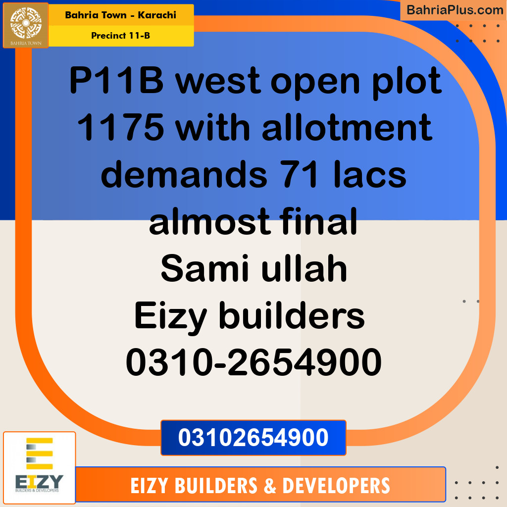 Residential Plot for Sale in Precinct 11-B - Bahria Town, Karachi - (BP-186650)