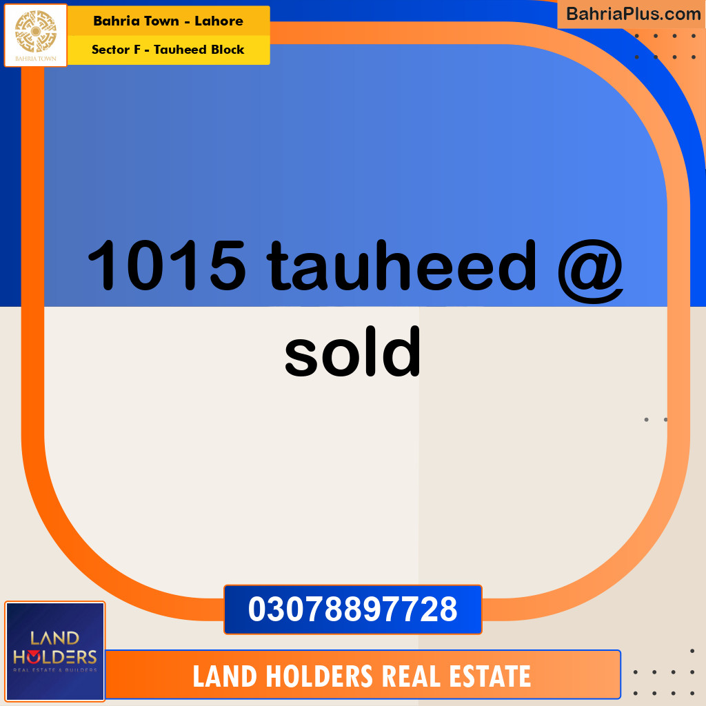Residential Plot for Sale in Sector F - Tauheed Block -  Bahria Town, Lahore - (BP-186653)