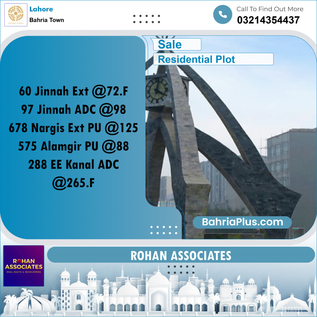 Residential Plot for Sale in Bahria Town, Lahore - (BP-186717)