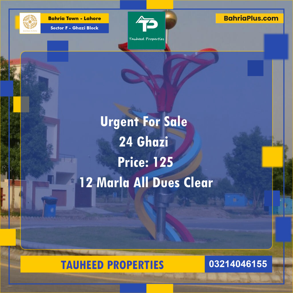 Residential Plot for Sale in Sector F - Ghazi Block -  Bahria Town, Lahore - (BP-186739)