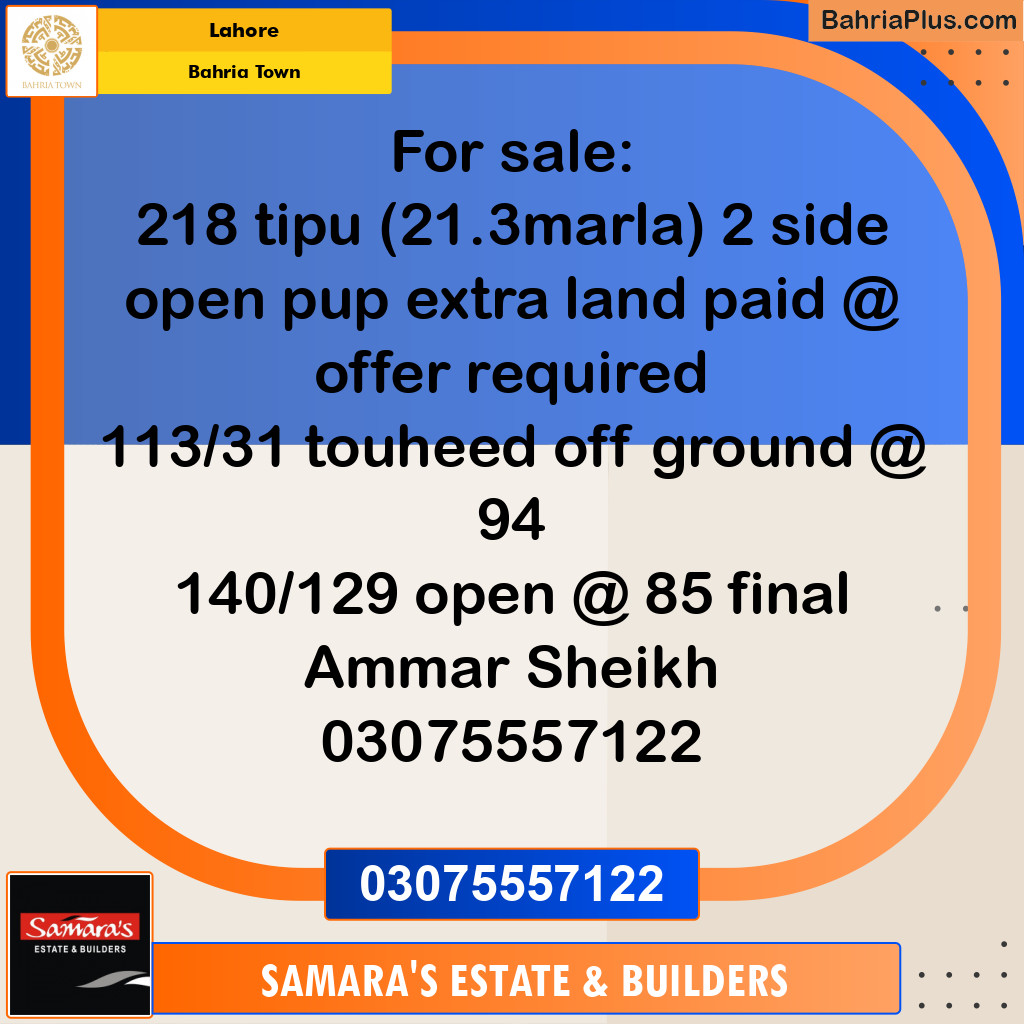 Residential Plot for Sale in Bahria Town, Lahore - (BP-186758)