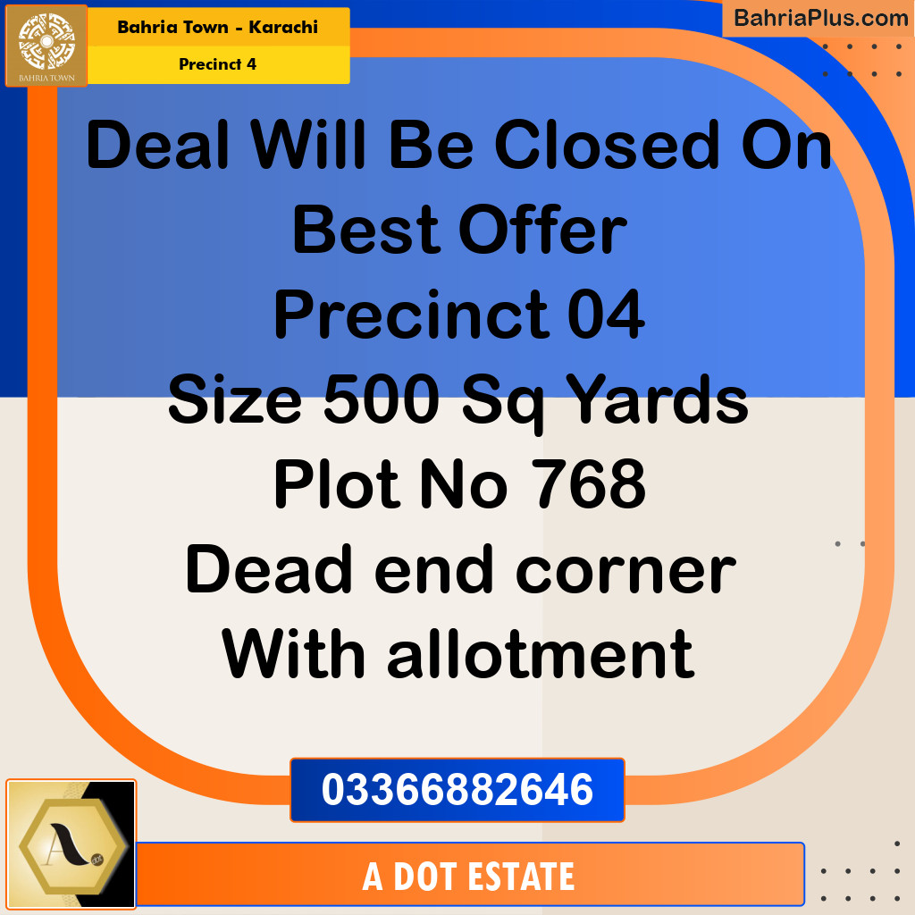 500 Sq. Yards Residential Plot for Sale in Precinct 4 -  Bahria Town, Karachi - (BP-186841)