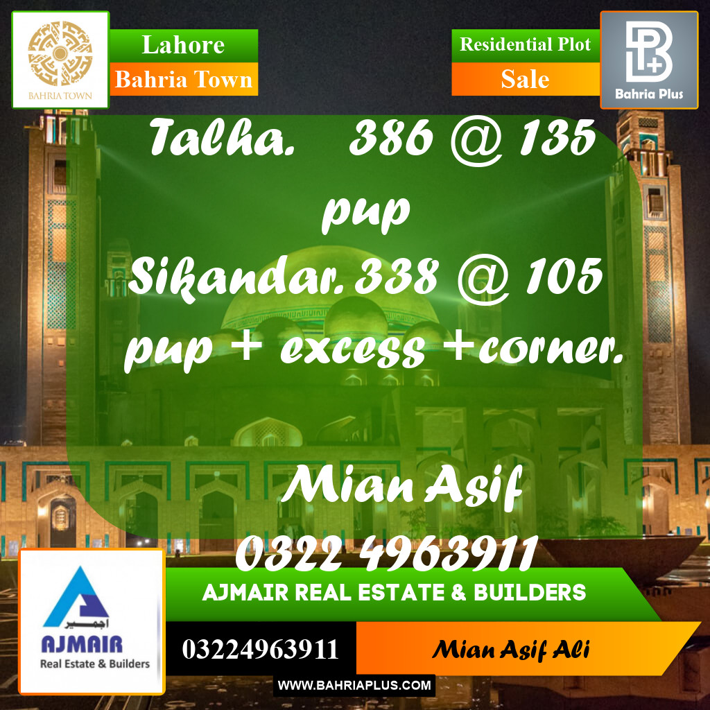 Residential Plot for Sale in Bahria Town, Lahore - (BP-186843)