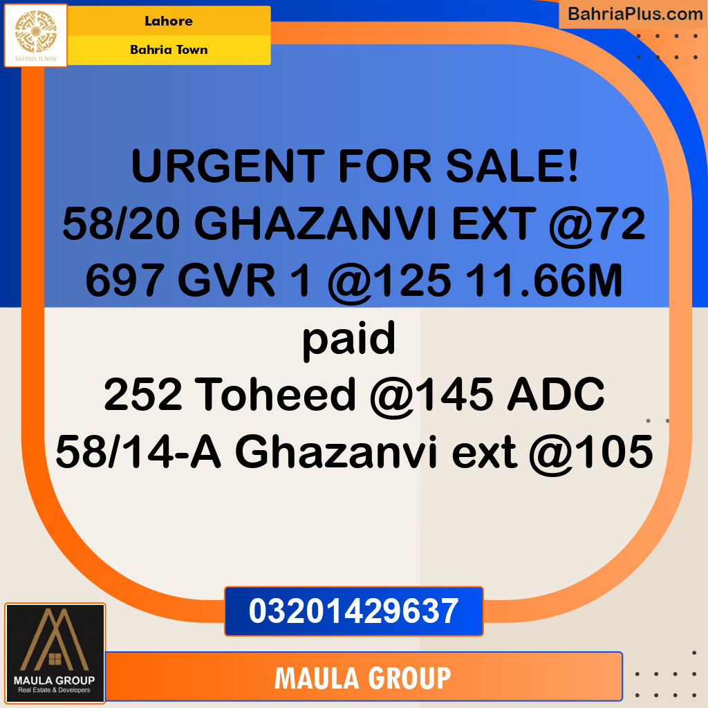 Residential Plot for Sale in Bahria Town, Lahore - (BP-186851)