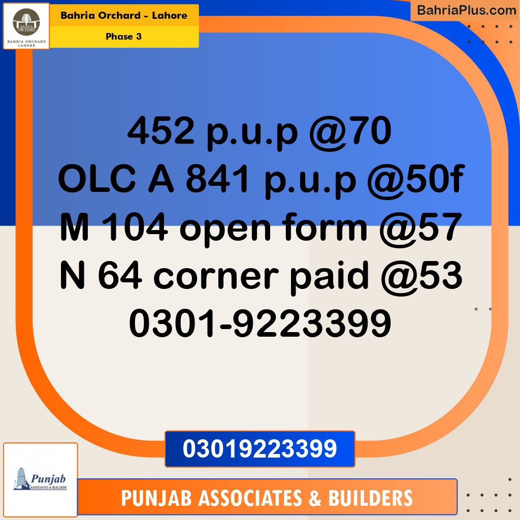 Residential Plot for Sale in Phase 3 -  Bahria Orchard, Lahore - (BP-186879)