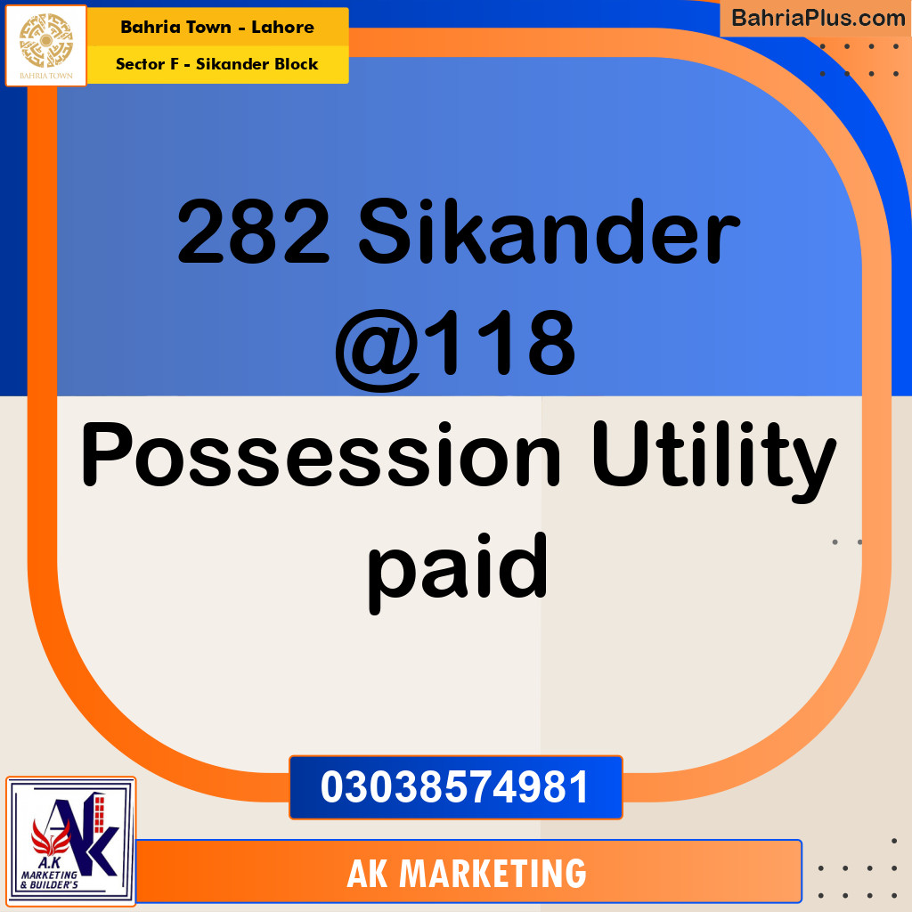 Residential Plot for Sale in Sector F - Sikander Block -  Bahria Town, Lahore - (BP-186882)