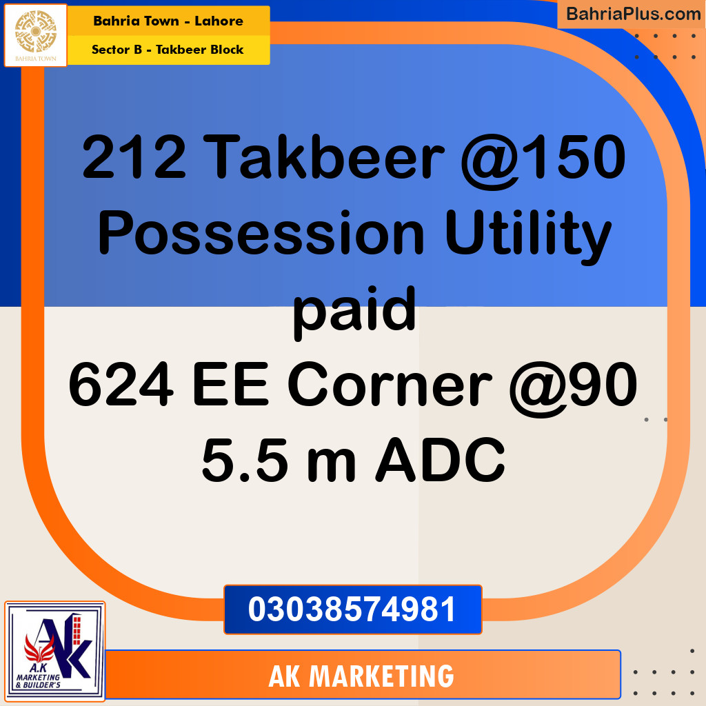 Residential Plot for Sale in Sector B - Takbeer Block -  Bahria Town, Lahore - (BP-186883)