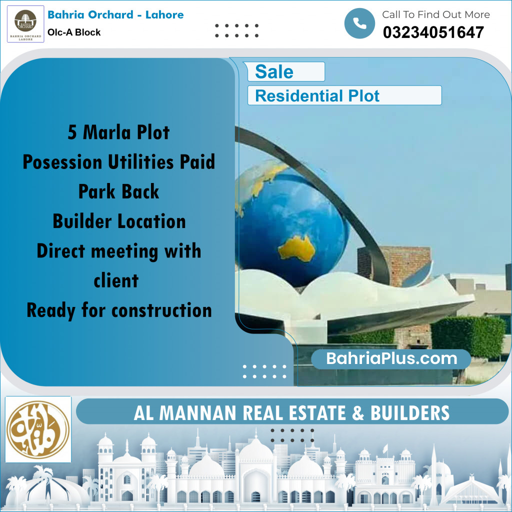 Residential Plot for Sale in OLC-A Block -  Bahria Orchard, Lahore - (BP-186914)