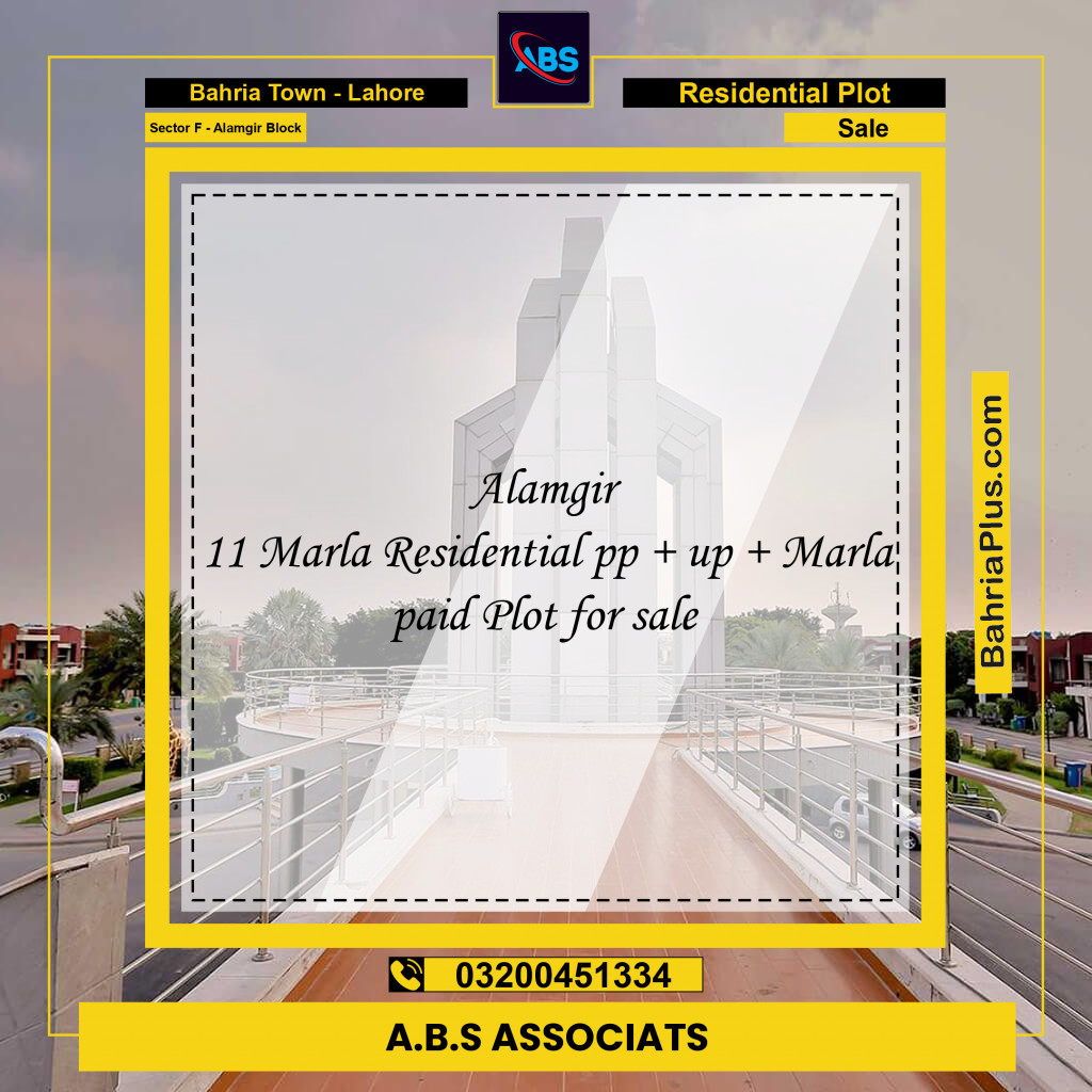 Residential Plot for Sale in Sector F - Alamgir Block -  Bahria Town, Lahore - (BP-186931)